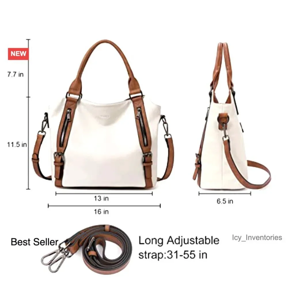 Large Vegan Leather Hobo Bag with Multiple Pockets and Adjustable Strap